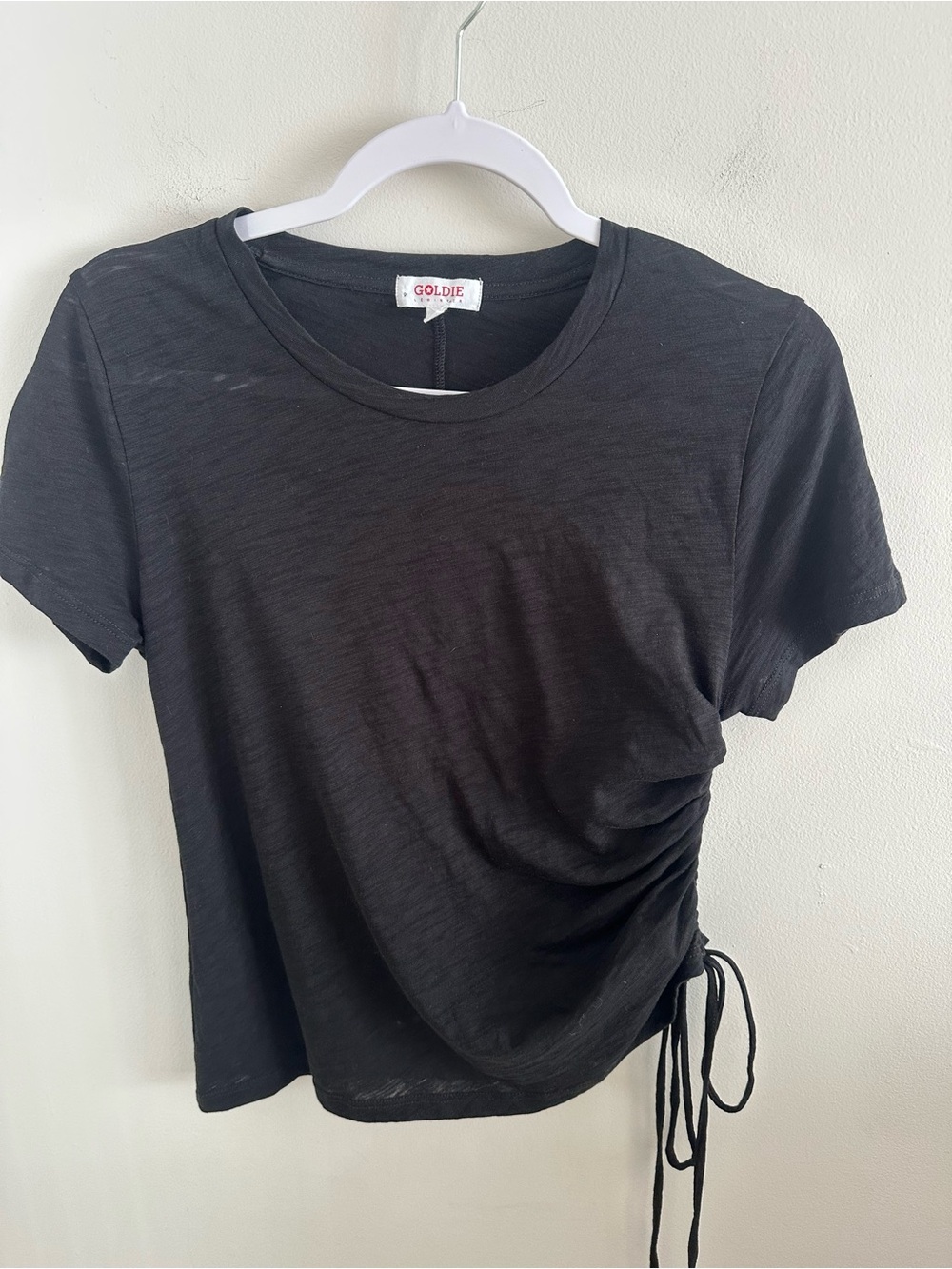 Goldie Lewinter Pima cotton‎ black side tied t-shirt